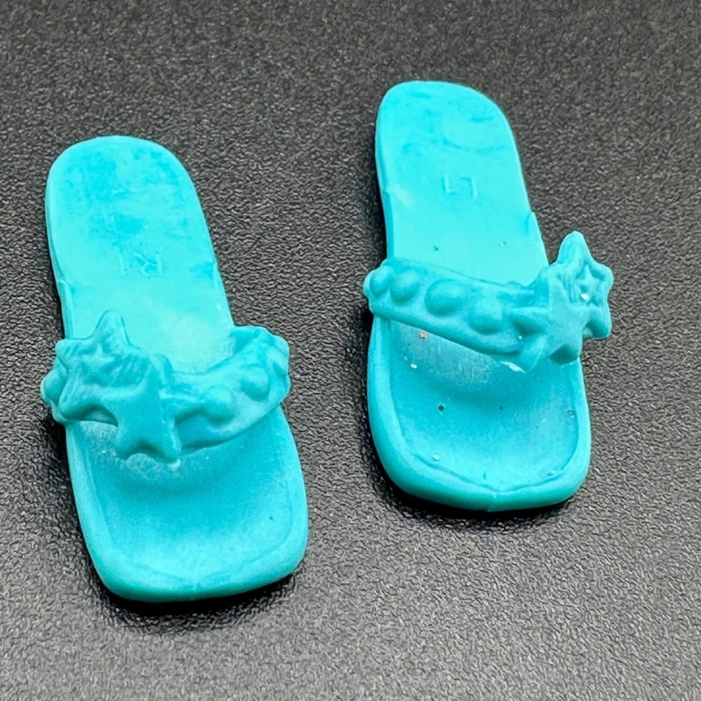 Mattel Skipper Doll Flip Flops‎ Teal Blue Good Star Strap Sandals Vtg Barbie